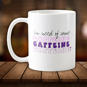 Brauche etwas Koffein Rosa Lila Retro Kaffeetasse