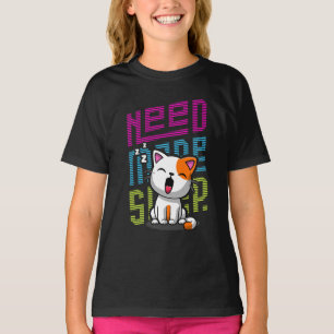 Brauche mehr Schlaf Lustiger Katzen-Cute-Gähnen- T-Shirt