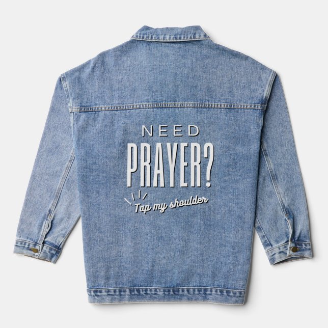 Brauchen Sie Gebet? Schulter gestochen Jeansjacke (Rückseite)