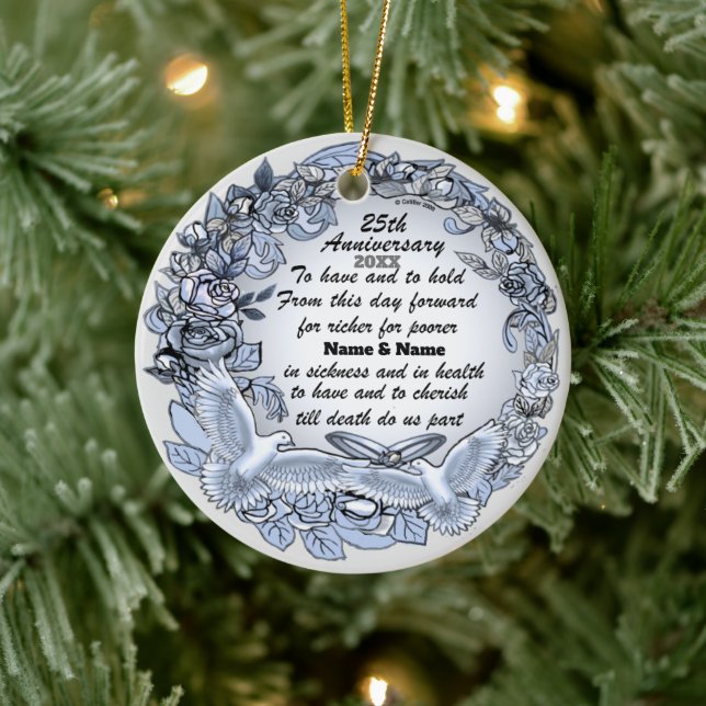 Brauchtum der Silberhochzeit Keramik Ornament (Baum)