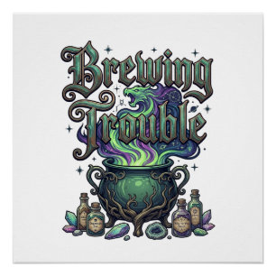 Brauen Ärger Kessel Drache Alchemie Kristalle H Poster