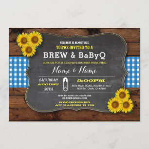 Brauen und BABYQ Baby Dusche Blauer Sonnenblume Einladung