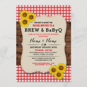Brauen und BABYQ Baby Dusche Rote Sonnenblume Einl Einladung