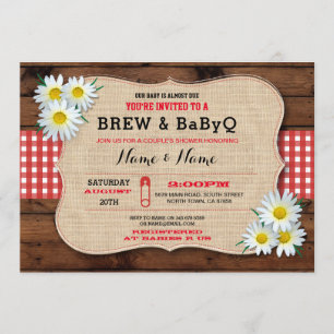 Brauen und BABYQ Baby Dusche Rote Sonnenblume Einl Einladung