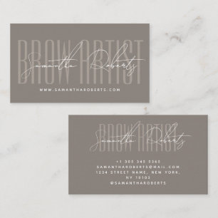 Brauenkünstler moderne Typografie Schrift taupe Visitenkarte