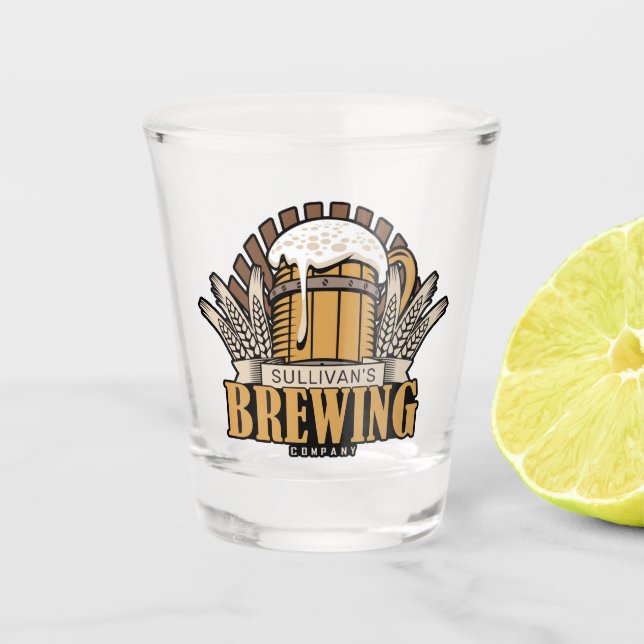 Brauerei ADD NAME Bierbrauerei Bar Schnapsglas (Vorderseite)