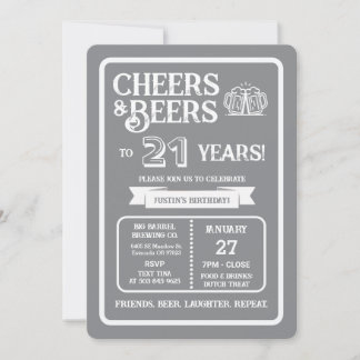 Brauerei Pub Geburtstags Cheers und Biere zum 21. Einladung