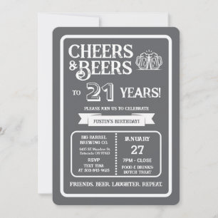 Brauerei Pub Geburtstags Cheers und Biere zum 21. Einladung