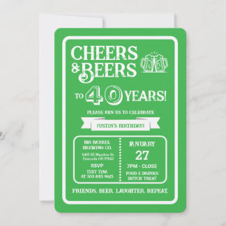 Brauerei Pub Geburtstags Cheers und Biere zum 40-j Einladung