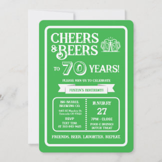 Brauerei Pub Geburtstags Cheers und Biere zum 70. Einladung