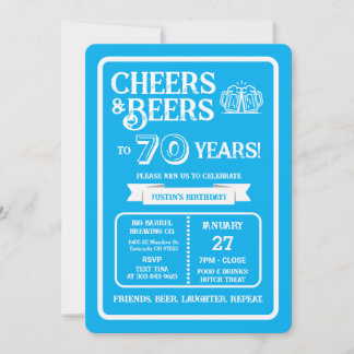 Brauerei Pub Geburtstags Cheers und Biere zum 70. Einladung
