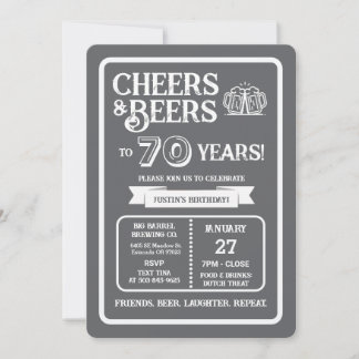 Brauerei Pub Geburtstags Cheers und Biere zum 70. Einladung
