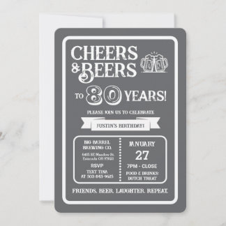 Brauerei Pub Geburtstags Cheers und Biere zum 80-j Einladung