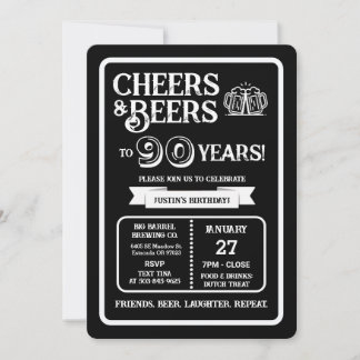 Brauerei Pub Geburtstags Cheers und Biere zum 90-j Einladung