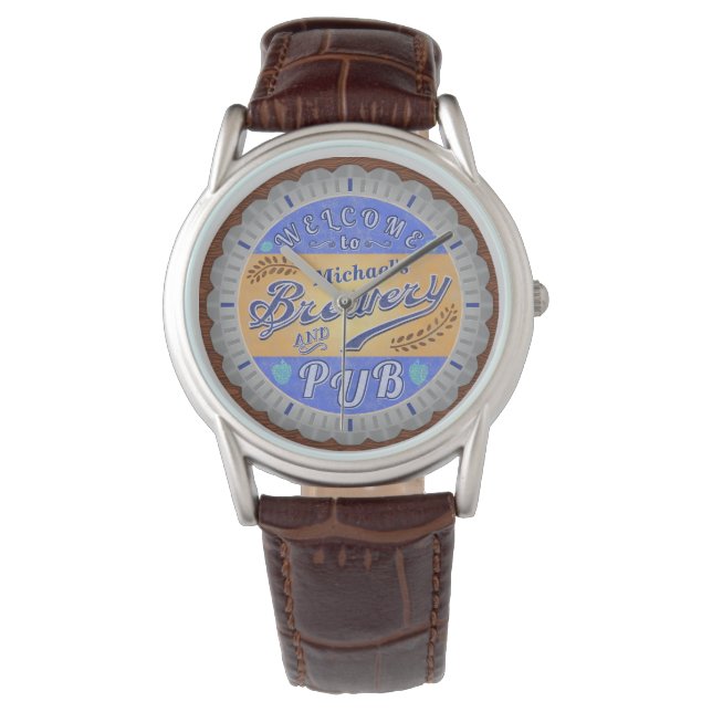 Brauerei Pub Personalisiert Bierflasche Armbanduhr (Vorderseite)