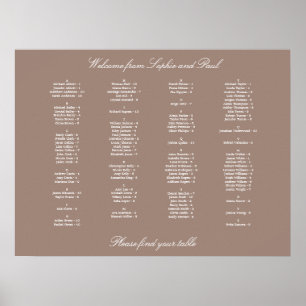 Braun alphabetischer Sitzplan Poster