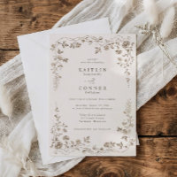 Braun Antik Französisch Floral Hochzeit
