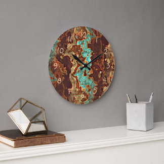 Braun Aqua Türkis Grüne Marbella Kunst Große Wanduhr