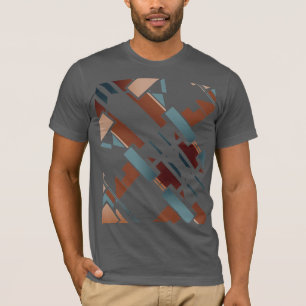 Braun Aquamarin Beige Diagonal Südwestliche Kunst  T-Shirt