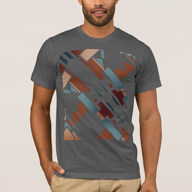 Braun Aquamarin Beige Diagonal Südwestliche Kunst  T-Shirt (Vorderseite)