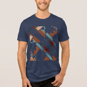 Braun Aquamarin Beige Diagonal Südwestliche Kunst  Tri-Blend Shirt