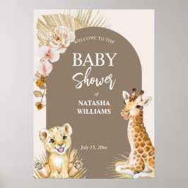 Braun Babydusche Begrüßungsschild Poster
