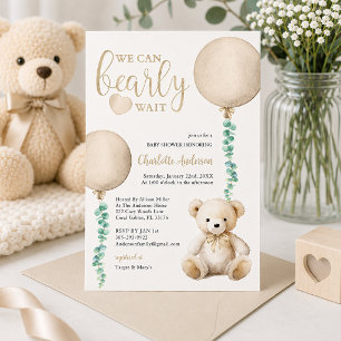 Braun Bärchen Wartet Baby Shower Einladung