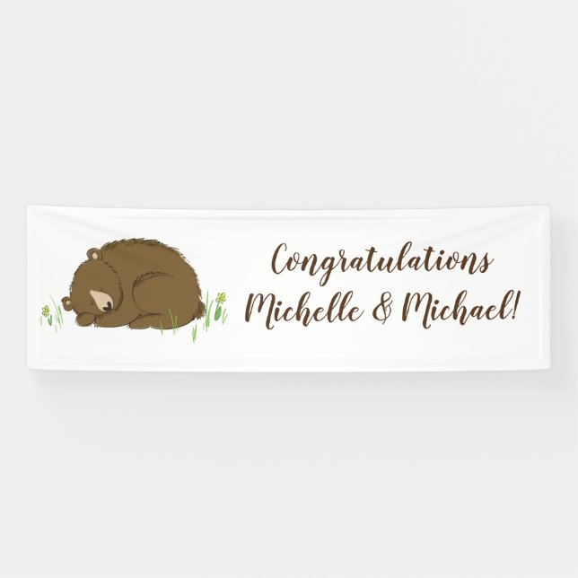 Braun Bear Baby Dusche Woodland Tiere Banner (Horizontal)