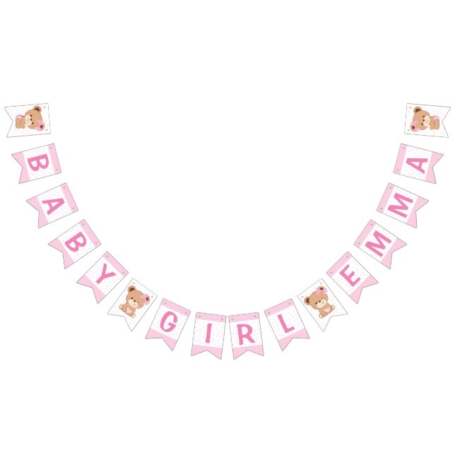 Braun Bear Baby Duwer Bunting Flag (Pink) Wimpelkette (Alle)