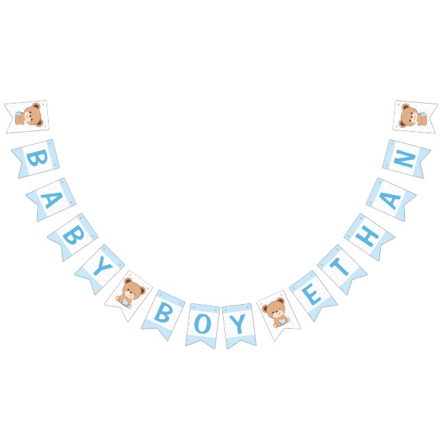 Braun Bear Baby Shower Bunting Flag (blau) Wimpelkette (Alle)