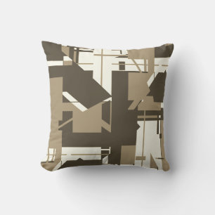 Braun Beige Abstrakte MCM-inspirierte Gestaltung Kissen