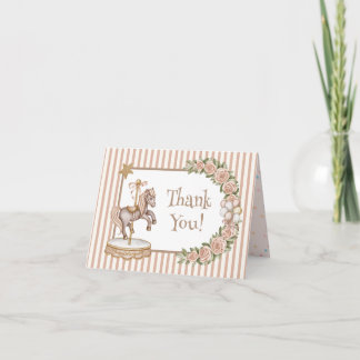 Braun/Beige Aquarell-Pferd Karussell-Baby-Party Dankeskarte