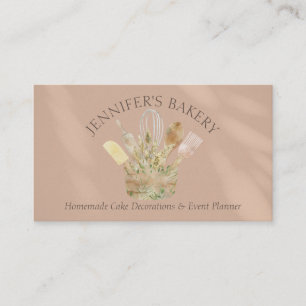 Braun Beige Bäckerei Gebäck Patisserie Koch Visitenkarte