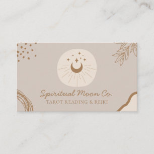 Braun Beige Erdtöne Mond Sterne Spirituell Reiki Visitenkarte