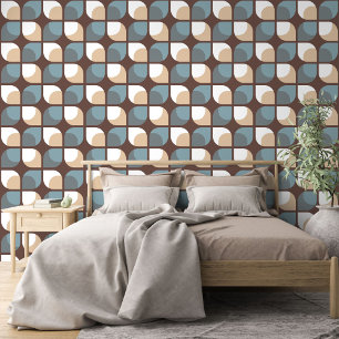 Braun Beige Grau Slate Blue Retro Art Pattern Tapete
