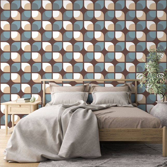 Braun Beige Grau Slate Blue Retro Art Pattern Tapete (Von Creator hochgeladen)