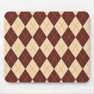 Braun Beige Herbst Argyle Diamantmuster Mousepad