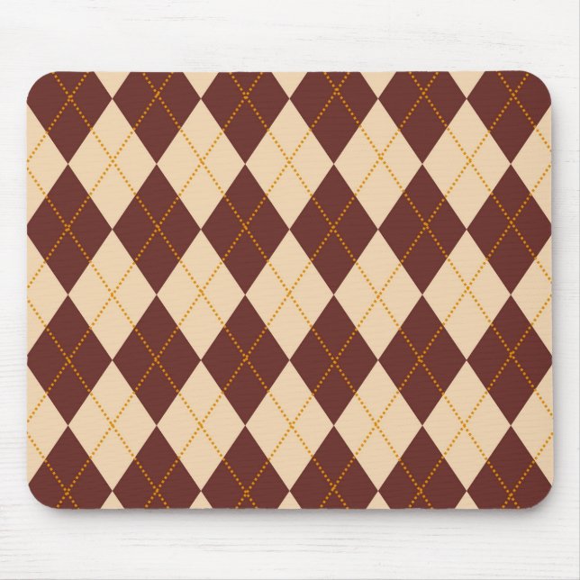 Braun Beige Herbst Argyle Diamantmuster Mousepad (Vorne)