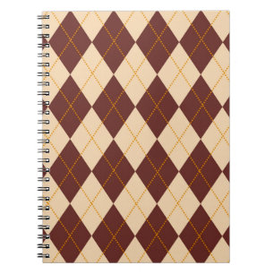 Braun Beige Herbst Argyle Diamantmuster  Notizblock