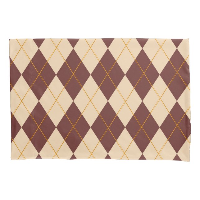 Braun Beige Herbst Raute Diamant Muster Kissenbezug (Vorderseite)
