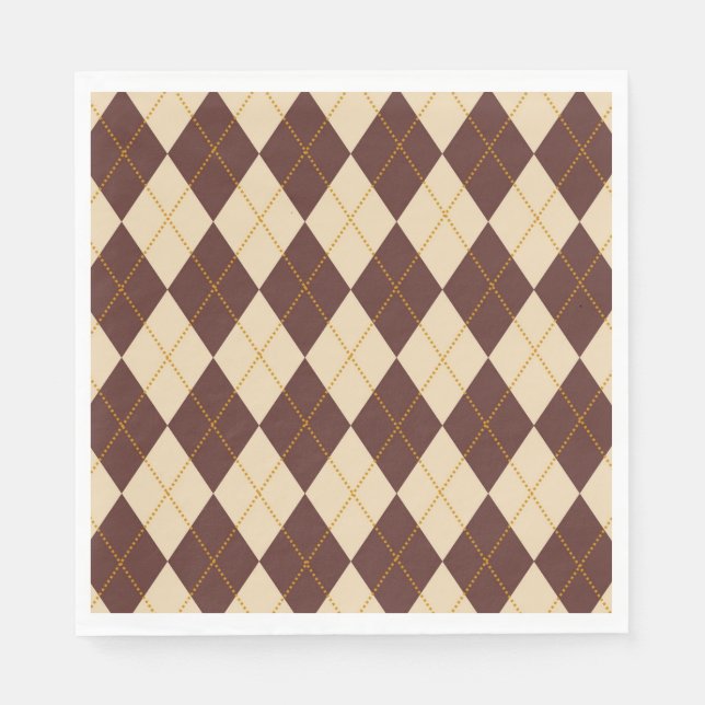 Braun Beige Herbst Raute Diamant Muster Serviette (Vorderseite)