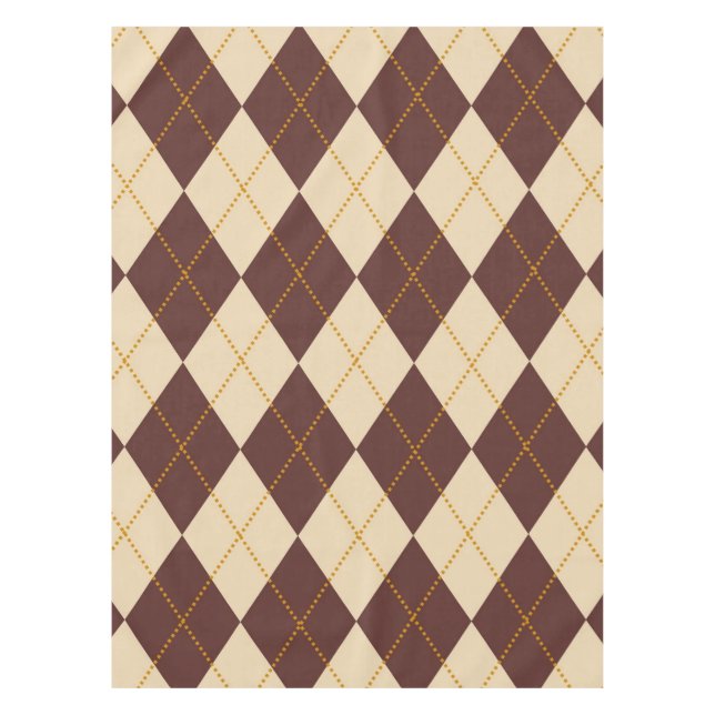 Braun Beige Herbst Raute Diamant Muster Tischdecke (Vorderseite)