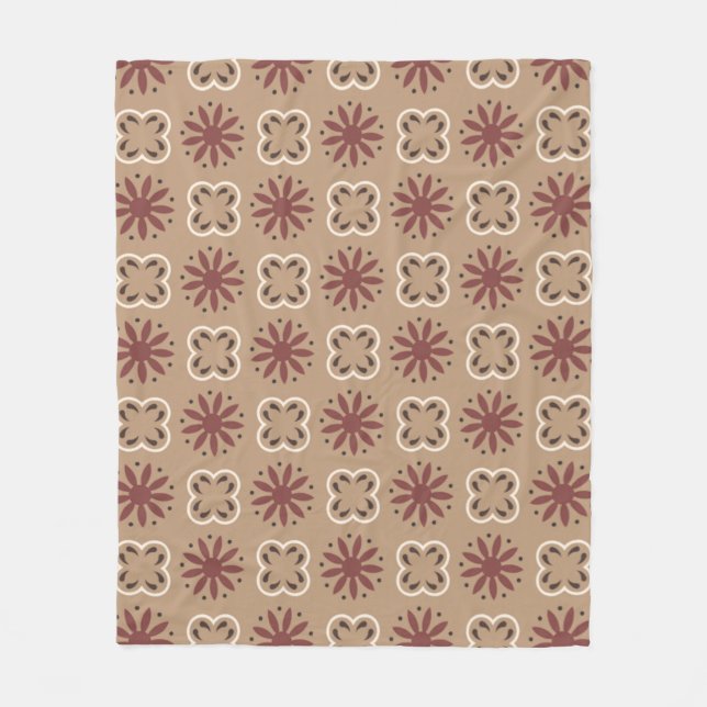 Braun Beige marokkanische Mosaikmuster Fleecedecke (Vorderseite)