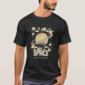 Braun Beige Saturn Planet T-Shirt