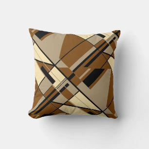 Braun Beige Schwarz Braune Diagonale Abstrakte Kun Kissen