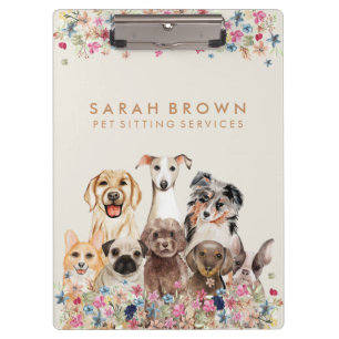 Braun Beige Süßer Hund Hundefriseur Kleine Blumen Klemmbrett