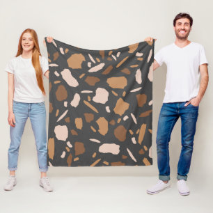Braun, Beige, Tan und Gray Terrazzo Muster Fleecedecke