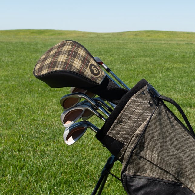 Braun-beige und rotes kariertes Muster Golf Headcover (In SItu)