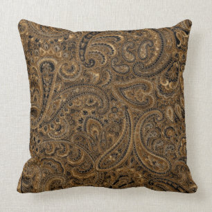 Braun-, Beige- und Schwarz-Floral-Paisley-Muster Kissen