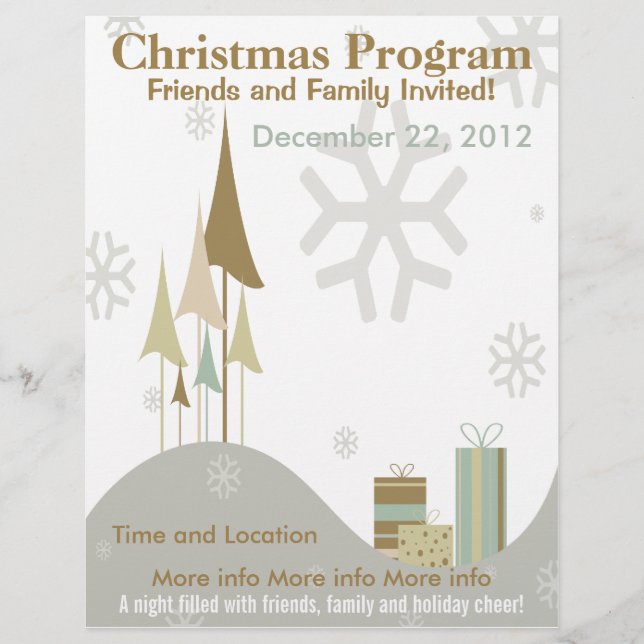 Braun-beiger Retro-Christmas-Programmflyer Flyer (Vorne)